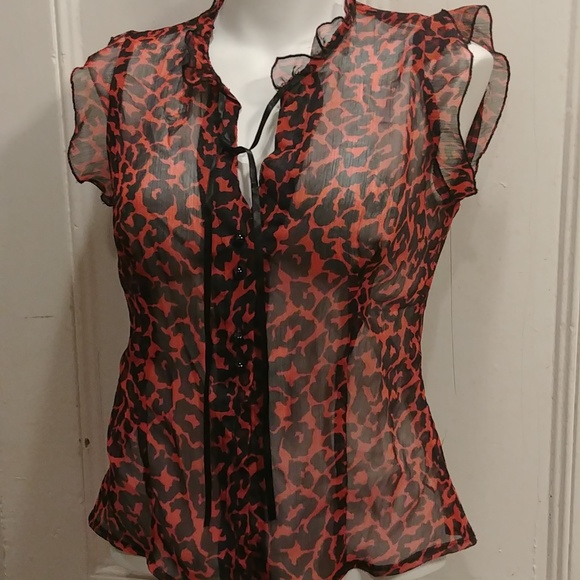 Atmosphere UK Leopard Print Button Up Sheer Blouse - Picture 3 of 7